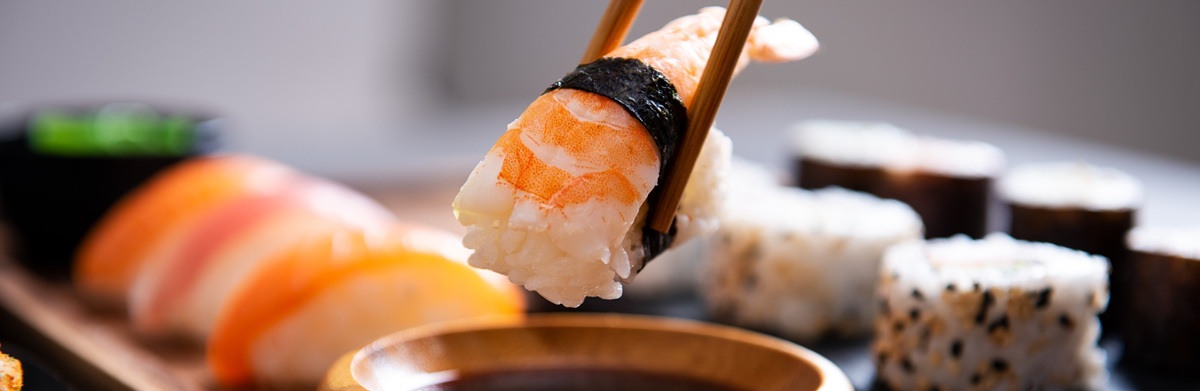 Close up image of a sushi dish